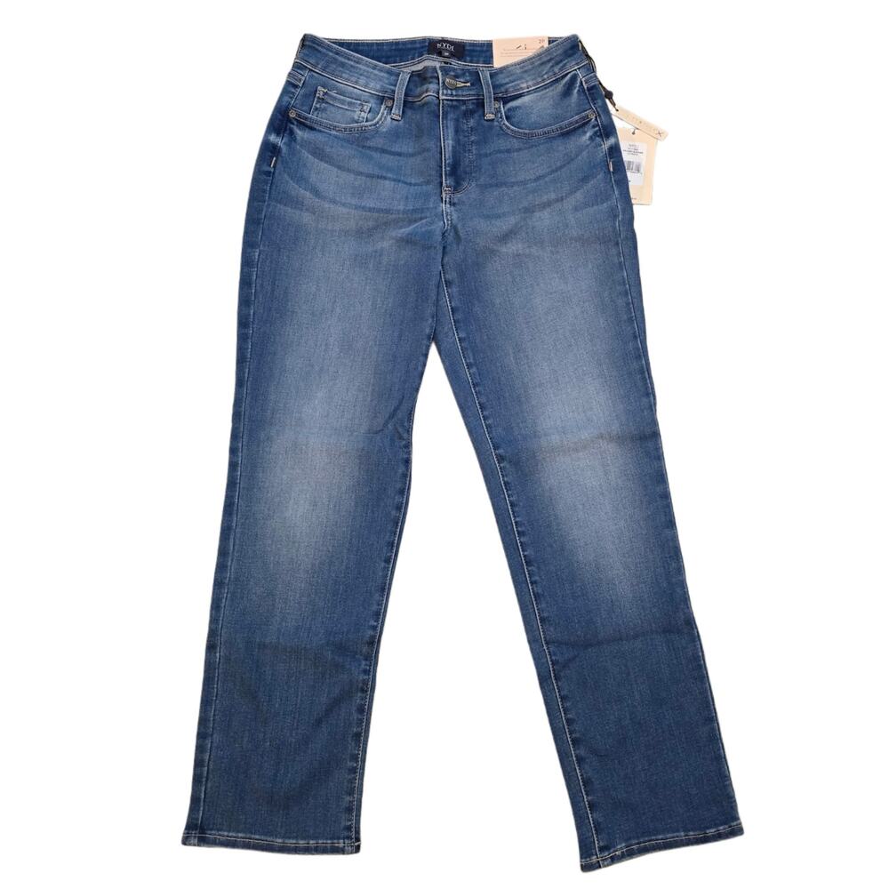 NYDJ Emma Relaxed Slender Jeans Lovesick Blue Stretch Denim Sz 2P Lift Tuck New
